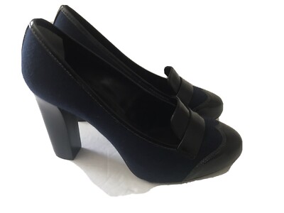 navy patent leather court shoes