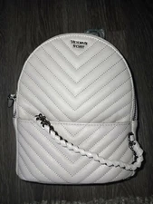 Victoria's Secret quilted mini Backpack NEW grey logo