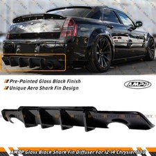For 2012-2014 Chrysler 300 300s Ampp Gloss Black Shark Fin Rear Bumper Diffuser