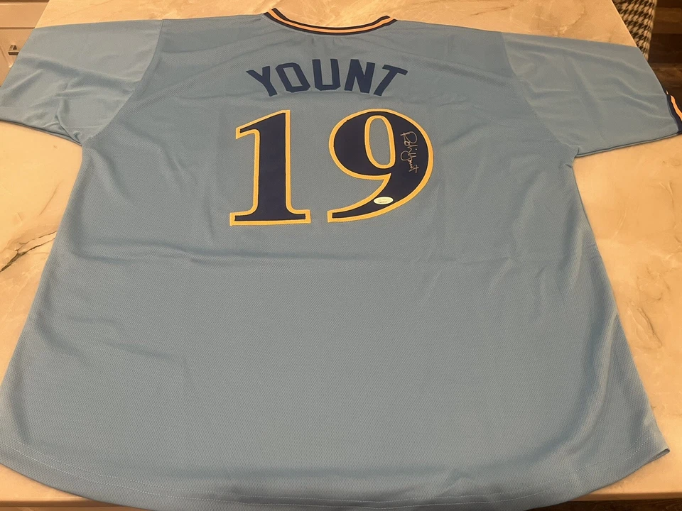 Autographed/Signed Robin Yount Milwaukee Brewers Blue Baseball Jersey JSA COA - Image 3 of 4