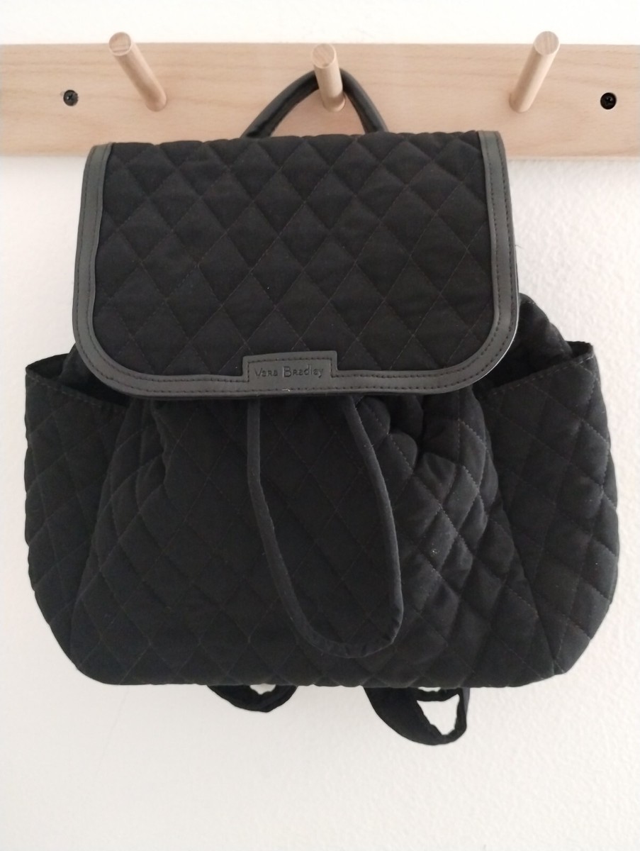 Vera Bradley Backpack Quilted Classic Black Rucksack Medium Handbag