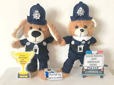 POLIZIST POLIZISTIN IM RUHESTAND PERSONALISIERT TEDDYBÄR GESCHENK FOTO BOTSCHAFT