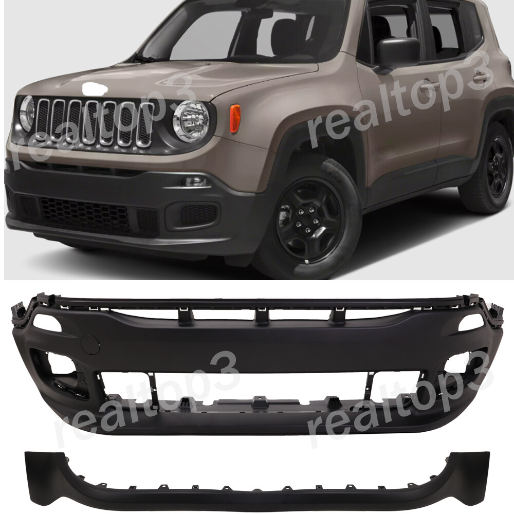 Bumper Cover For 2015 2016 2017 2018 Jeep Renegade Front Upper and Lower 2 PCS