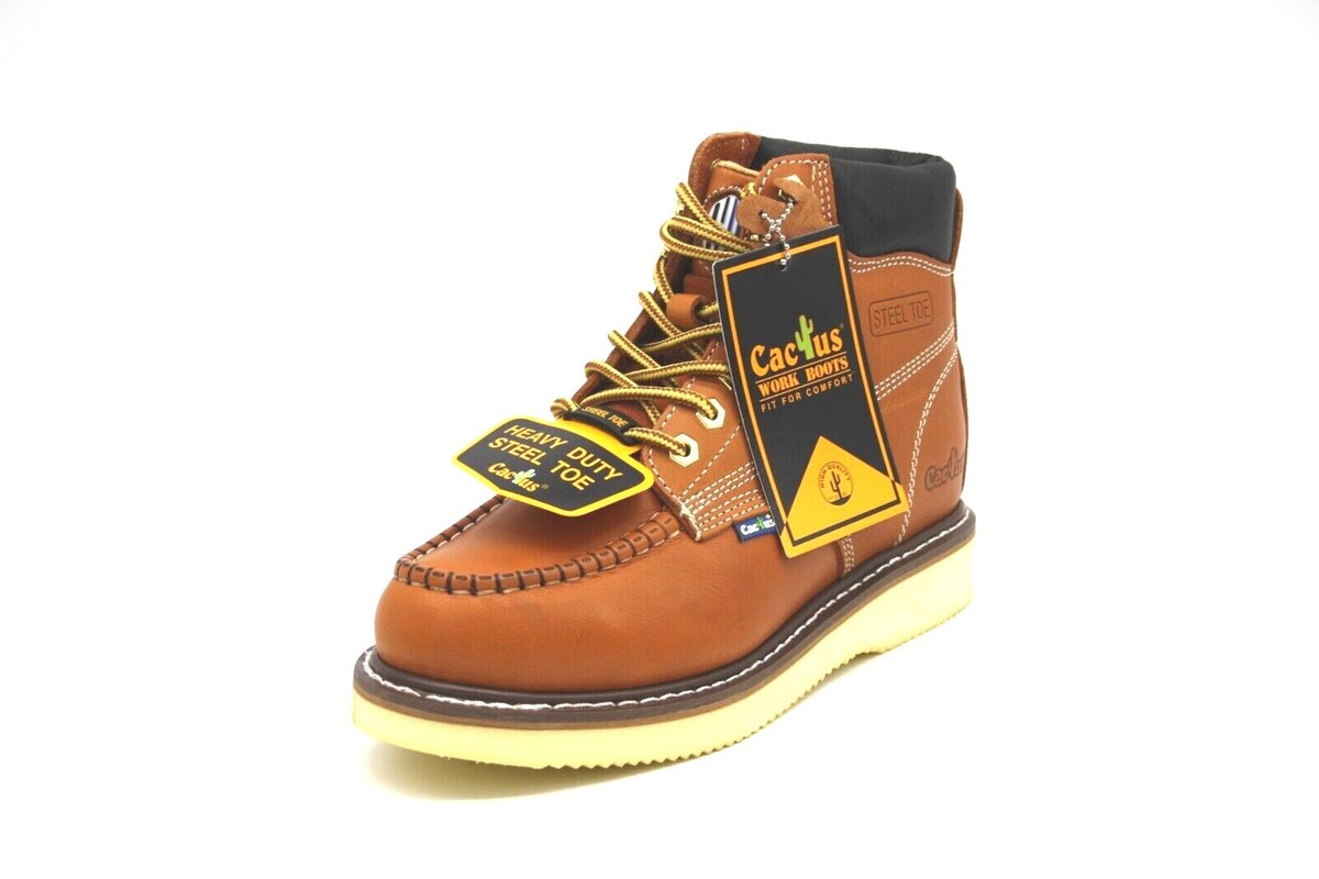 MEN'S CACTUS FOOTWEAR 622MS CALI GOLD BROWN STEEL TOE WORK BOOT