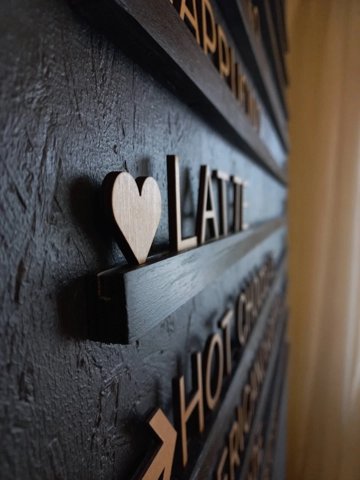 Light Wooden Letter & Black Wooden Rails Menu Board, Changeable Letter Board - Image 2 of 4