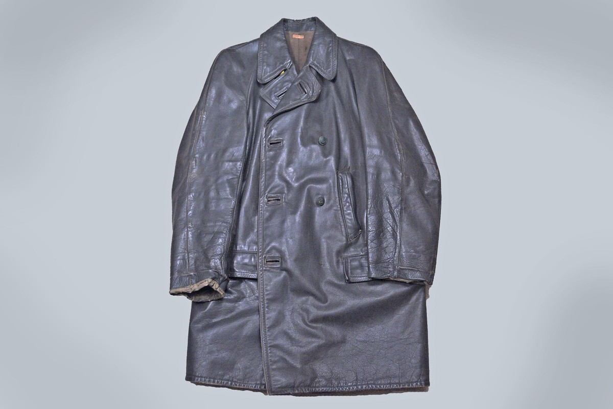 WWII GERMAN KRIEGSMARINE GRAY LEATHER OVERCOAT | eBay