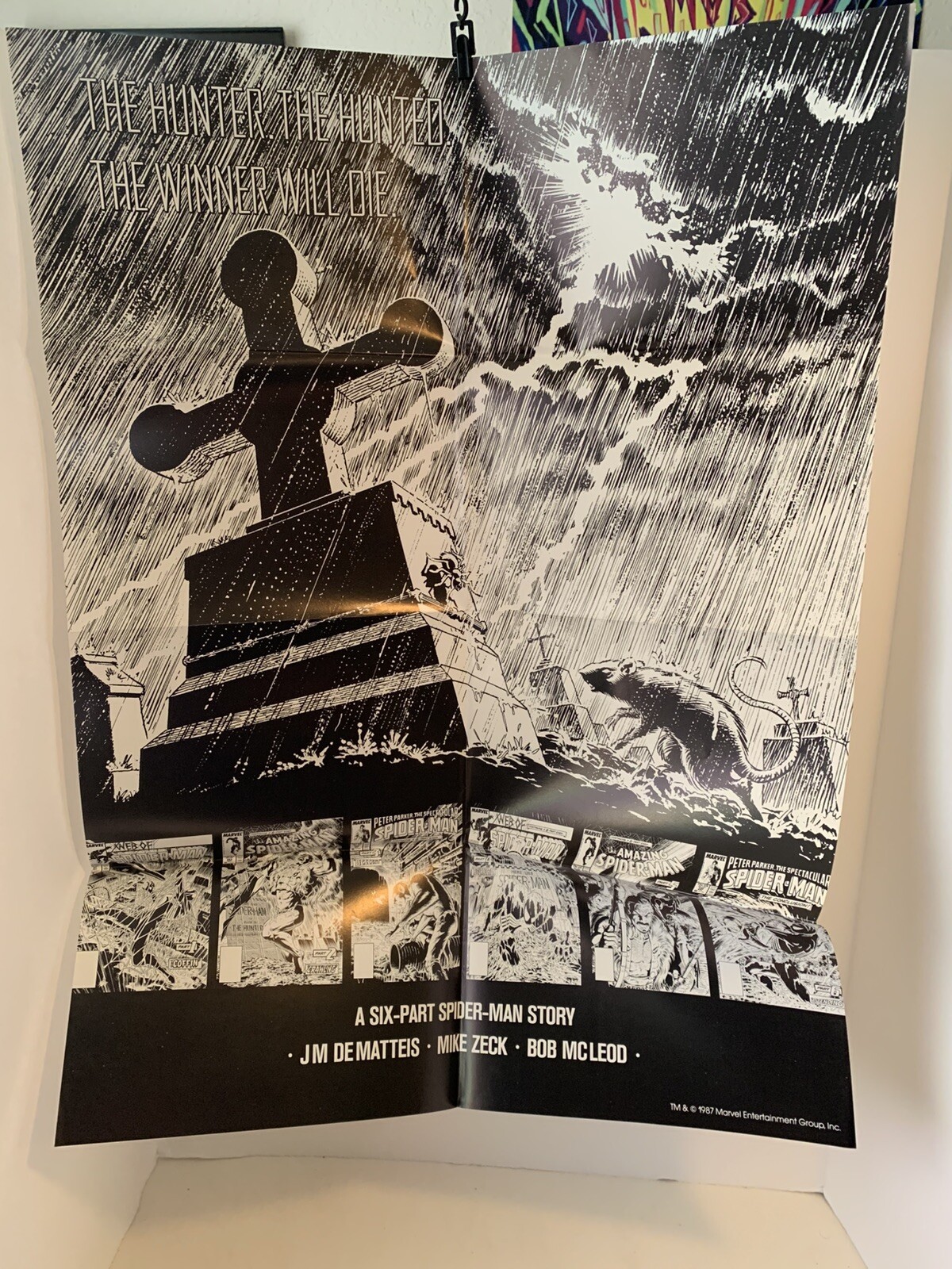 Spider-Man Kraven’s Last Hunt Promo Poster 30” X 22” Folded Zeck 1987