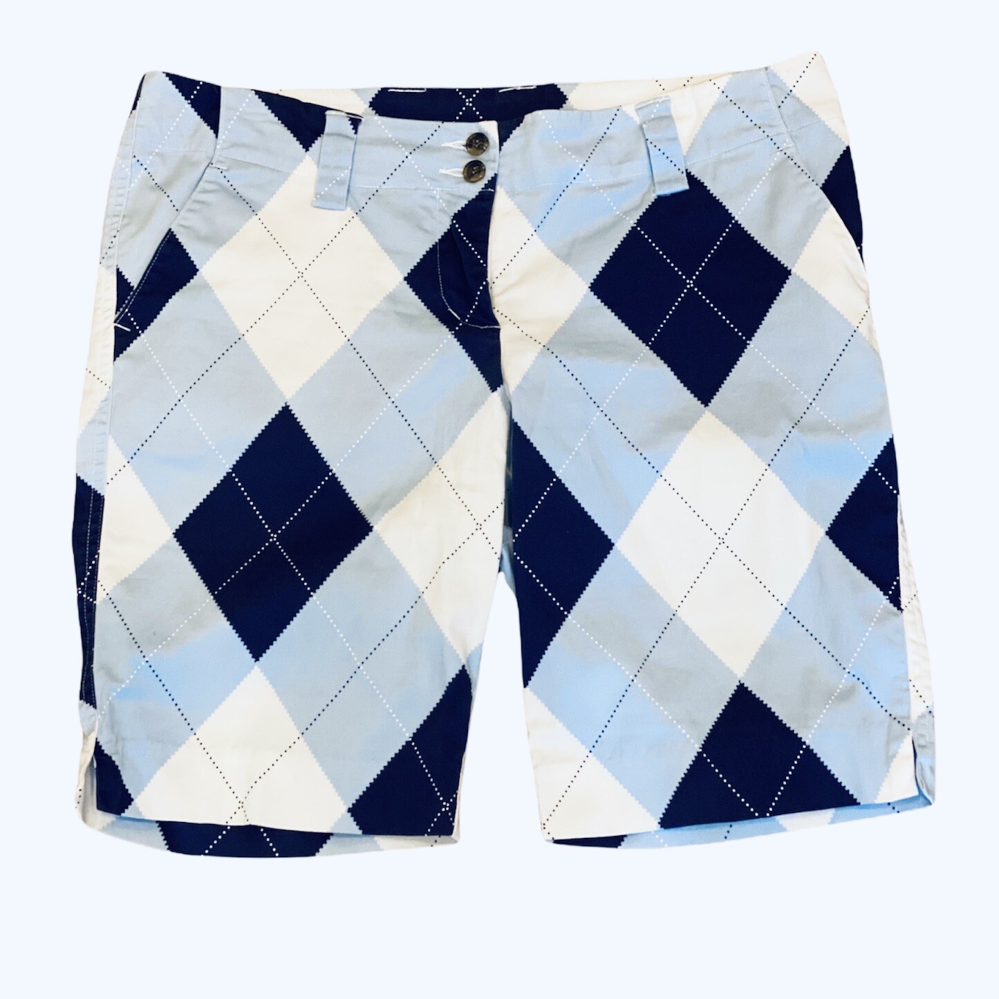 Loudmouth Blue White Argyle Plaid Golf Shorts Bermuda… Gem