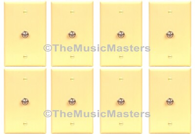 8X Flush Mount Cable WALL PLATE JACK Satellite Line Wire Outlet Box Cover Ivory