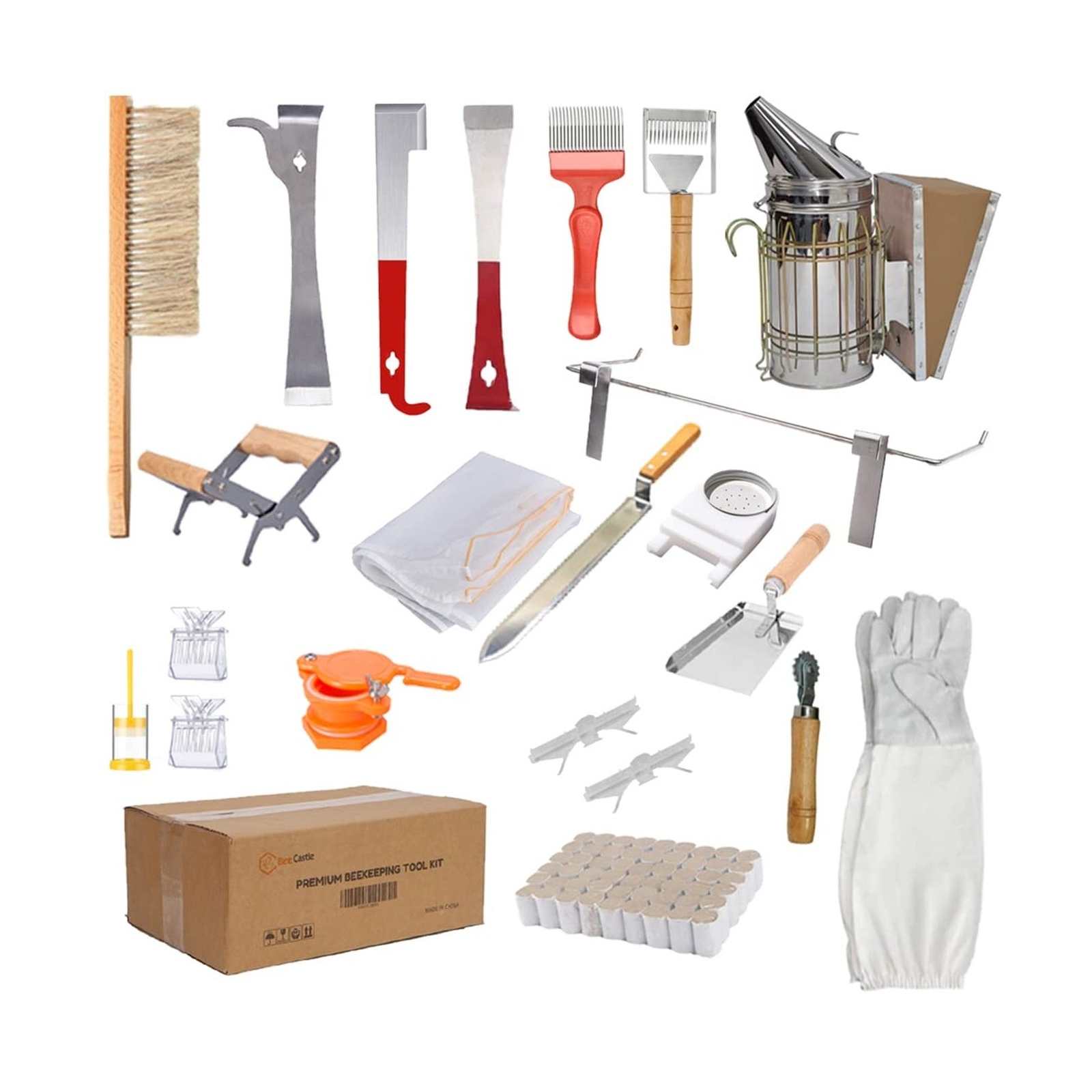 10-Frame Bee Hives and Supplies Starter Kit,Beehive Kit Dipped in 100% Beeswa...