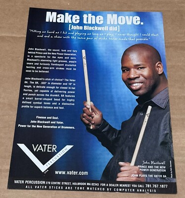 Vater Percussion - John Blackwell of Prince - 2001 Print Advertisement