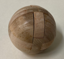 Vintage Round Sphere 3D Wood Puzzle Ball Toy 2" Diameter For Young & Teen