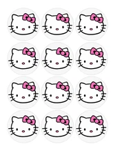 12 cartoon kitty, edible paper, cupcake cookie toppers CHOOSE SIZE pre cut