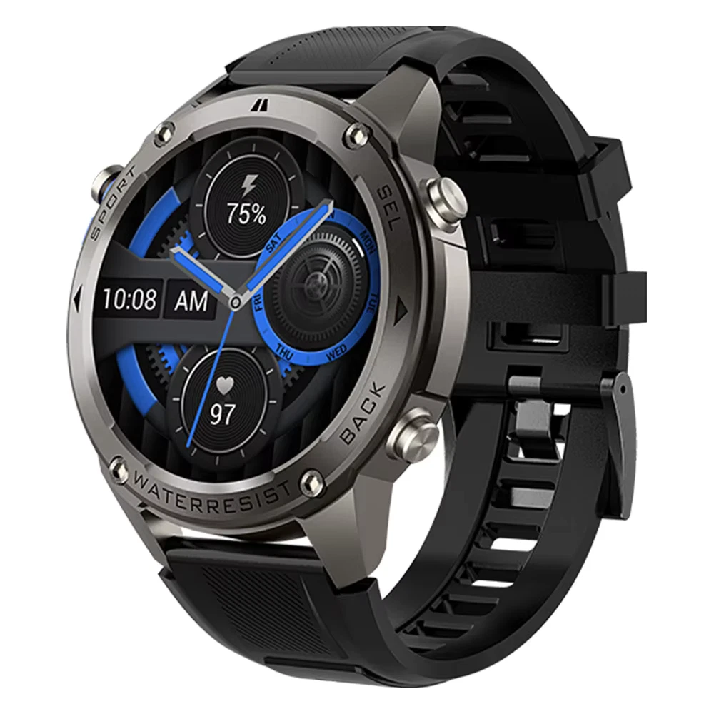 GPS Smart Fitness Watch 1.43" AMOLED Compass Heart Rate BT Calling - BLACK - UK