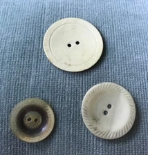 Lot of 3 Vintage Cream/Ivory Wafer/Cookie Celluloid 2 Hole Buttons 2.5 - 4 cm