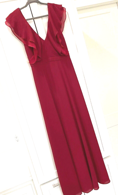 fame and partners burgundy dress FIESTA FEATHER LONG DRESS IN BURGUNDY RED | CULT MIA main image 0
