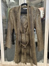 Zara Leopard Mini Dress With Belt And Front Tie Size S Animal Print
