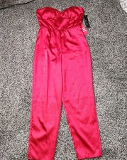 Trixxi Clothing Company Satin Strapless Jumpsuit Red Size Medium Sexy Classy Nwt