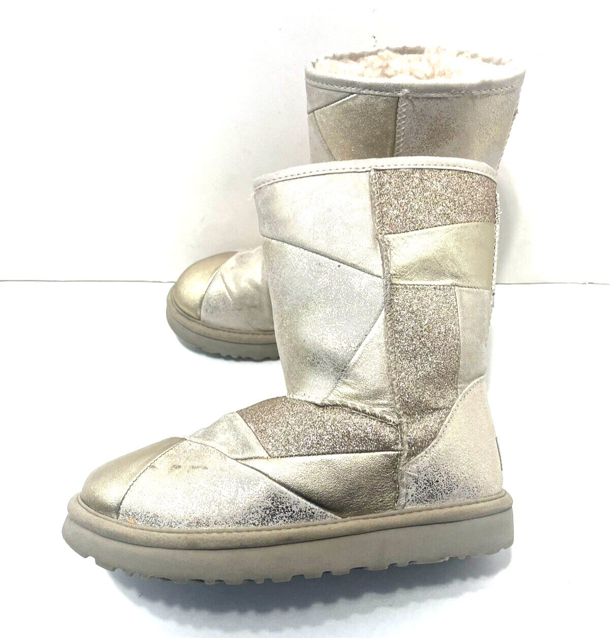 Rare UGG Classic Gold Glitter Patchwork Pull On S… - image 4