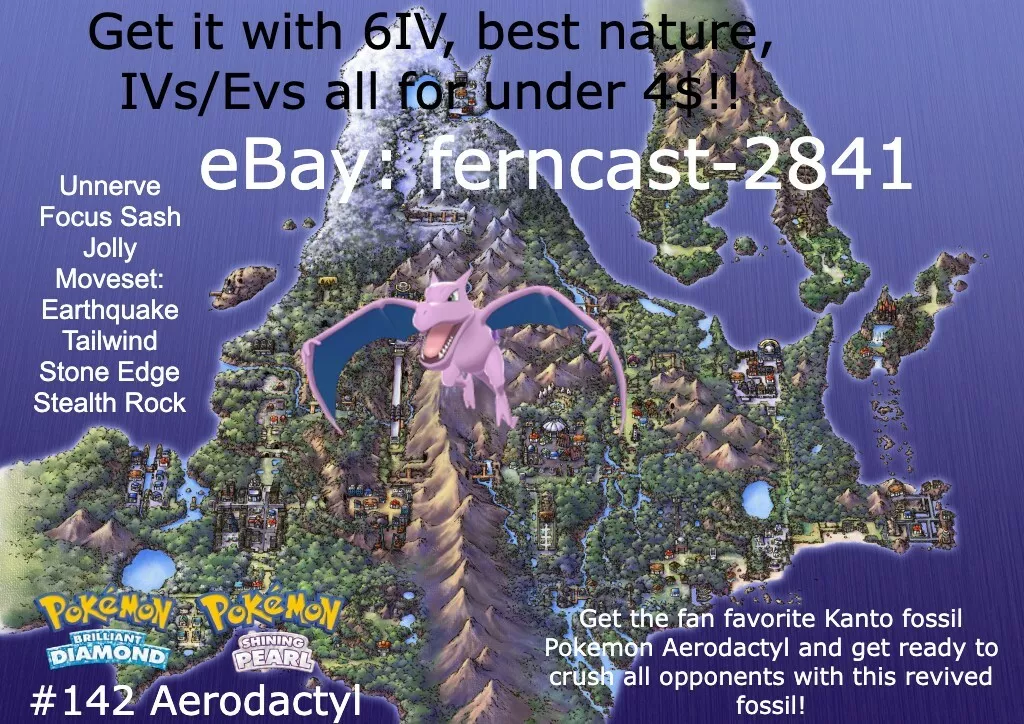 Shiny AERODACTYL 6IV / Pokemon Brilliant Diamond and Shining 