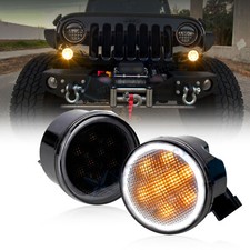 2 Smoked Lens Led Drivingdrl Turn Signal Lamp Assembly For Jeep Wrangler Jk Jku