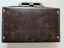 Vintage Cassette Carrying Case Vinyl Holds 12 with Handle Brown