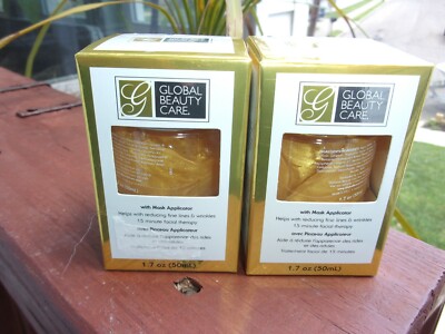 Global Beauty Care Gold Gel Face Mask With Mask Applicator 1.7 oz Lot of 2