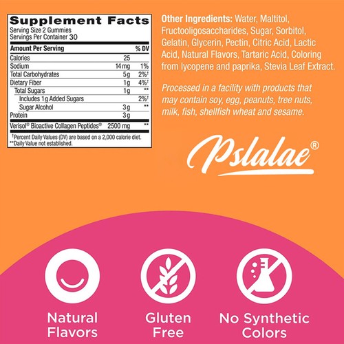 Collagen Gummies 2500mg - for Hair, Skin & Nails, Anti-aging, Reduce Fine Lines - Picture 2 of 12