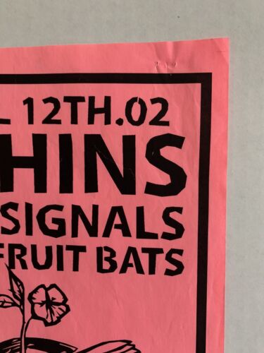 Original 2002 Shins Fruit Bats Concert Flyer Poster 11 X 17” Tyler Stout Sub Pop - Picture 3 of 7