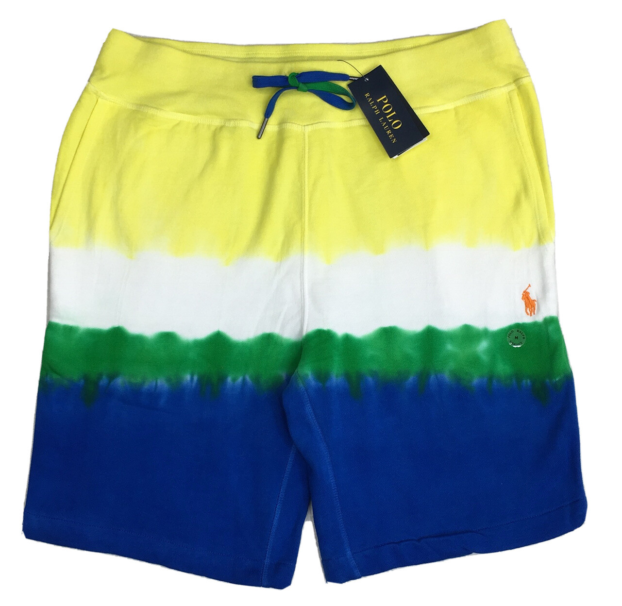 PONY Polo Uomo Ralph Lauren Pantaloncini Felpa Pile M Media Cravatta Colorata Block NUOVI $98+