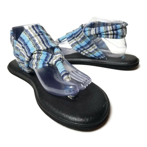 Sanuk Yoga Sling 2 Sandal Womens 10 Blue Topaz Island Stripe Comfort Casual - Picture 3 of 9