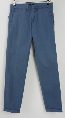 New Fay Men's 32 x 29 Slim Blue Micro Houndstooth Cotton Flat Cuffed Trousers