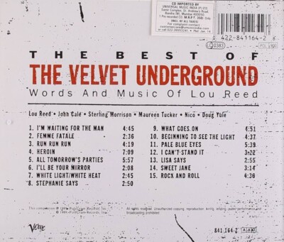 VELVET UNDERGROUND (1989) CD Rock N' Roll: Lou Reed Andy