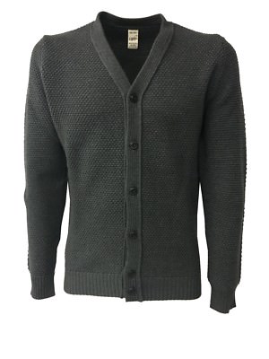 GFK Herren Strickjacke grau Reiskorn 100% Wolle MADE IN ITALY