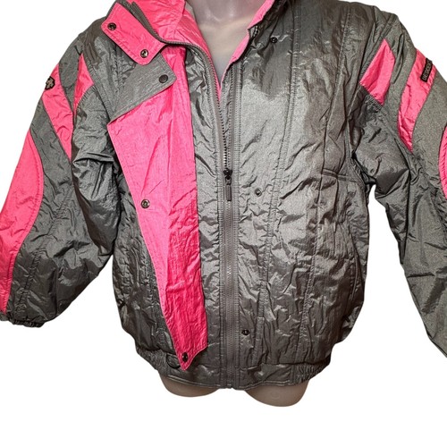 Vintage 90s Descente Japan Women’s Nylon Ski Jacket Size S (6-8) Pink Gray - Picture 6 of 11
