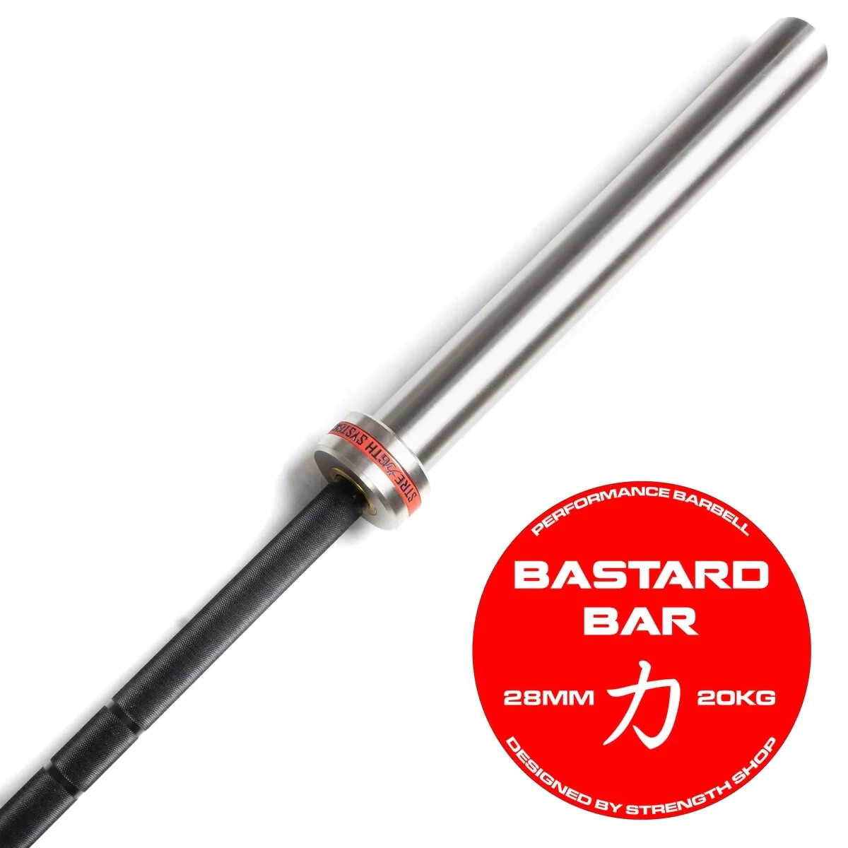 Strength Shop Bastard Bar - With Centre Knurling and Black Chrome Shaft