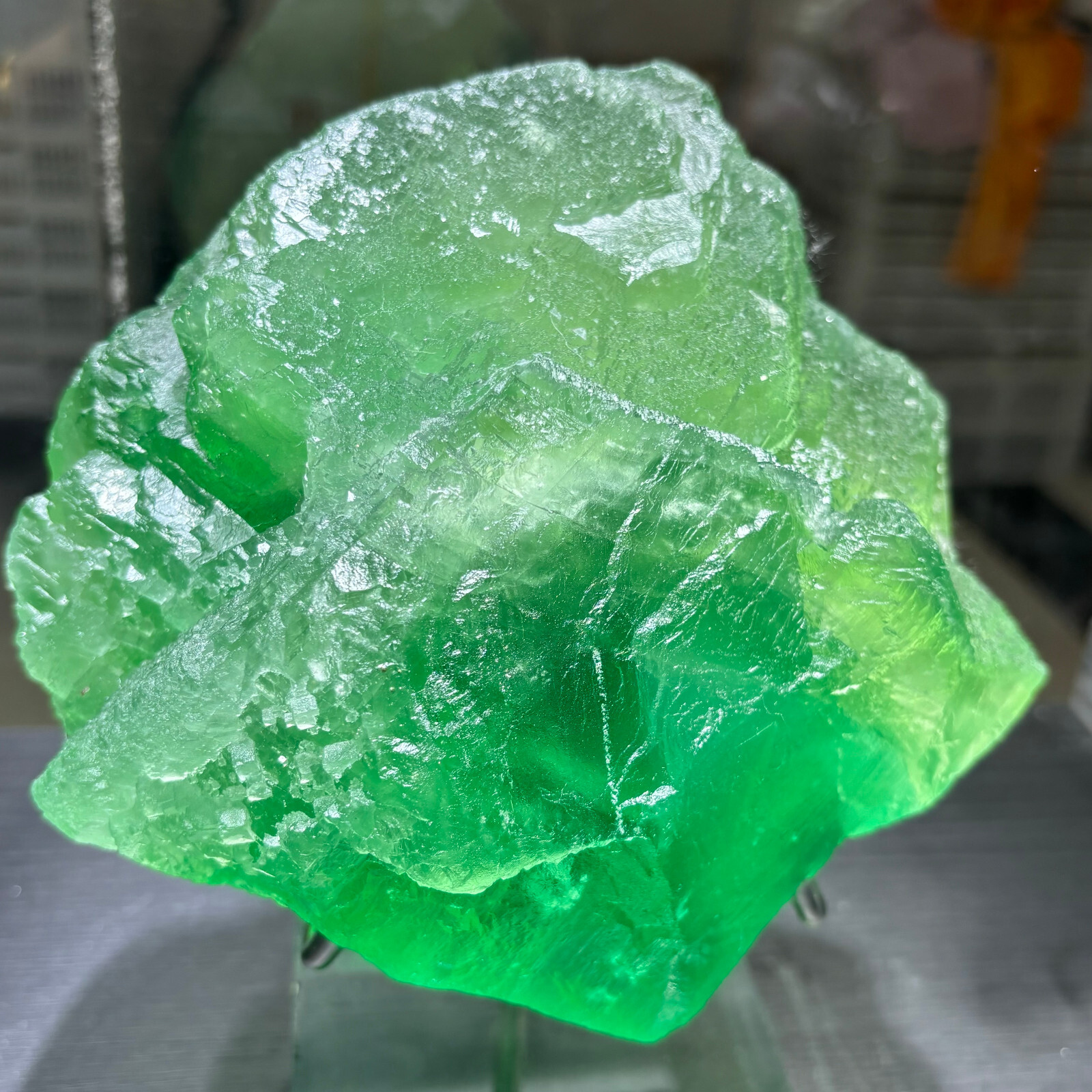 9LB Top A+ Natural Green Fluorite Quartz Crystal Cluster Specimen Reiki +stand