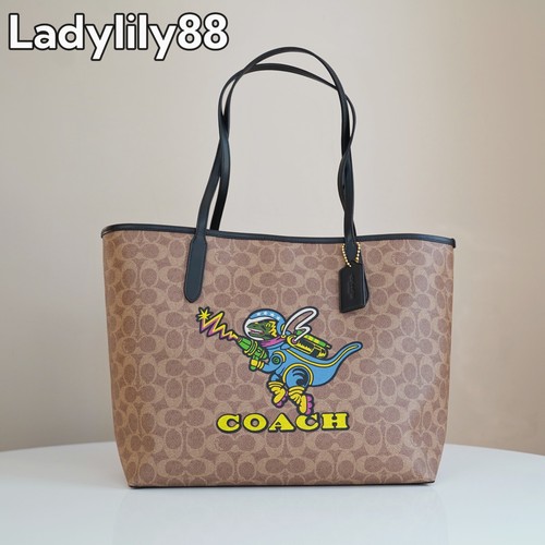 NWT Coach CW026 Cosmic Coach City Tote Bag In Signature Canvas With Rexy Print - Picture 2 of 15