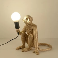 Resin Gold Sitting Monkey Lamp Monkey Light Monkey Home Table Light 5.72lbs