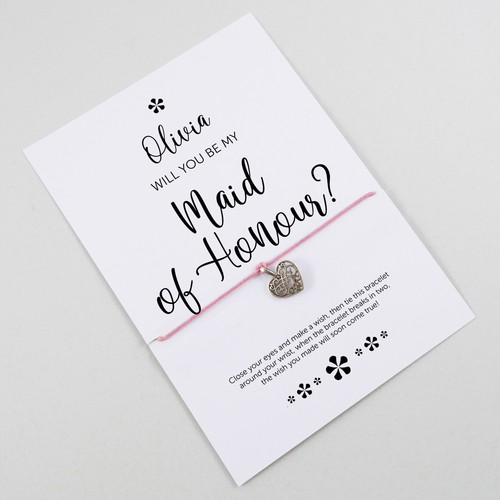 Will You be my BRIDESMAID Wish Bracelet | PERSONALISED Proposal Gift Flower Girl - Picture 2 of 36