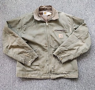 Vintage Carhartt Detroit Jacket J76 MOS Blanket Lined LARGE Moss