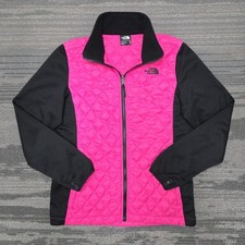 The North Face Thermoball Jacket Girls XL 18 Pink Black Full Zip Quilted Puffer