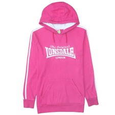 Lonsdale London maglione donna rosa con cappuccio taglia 14