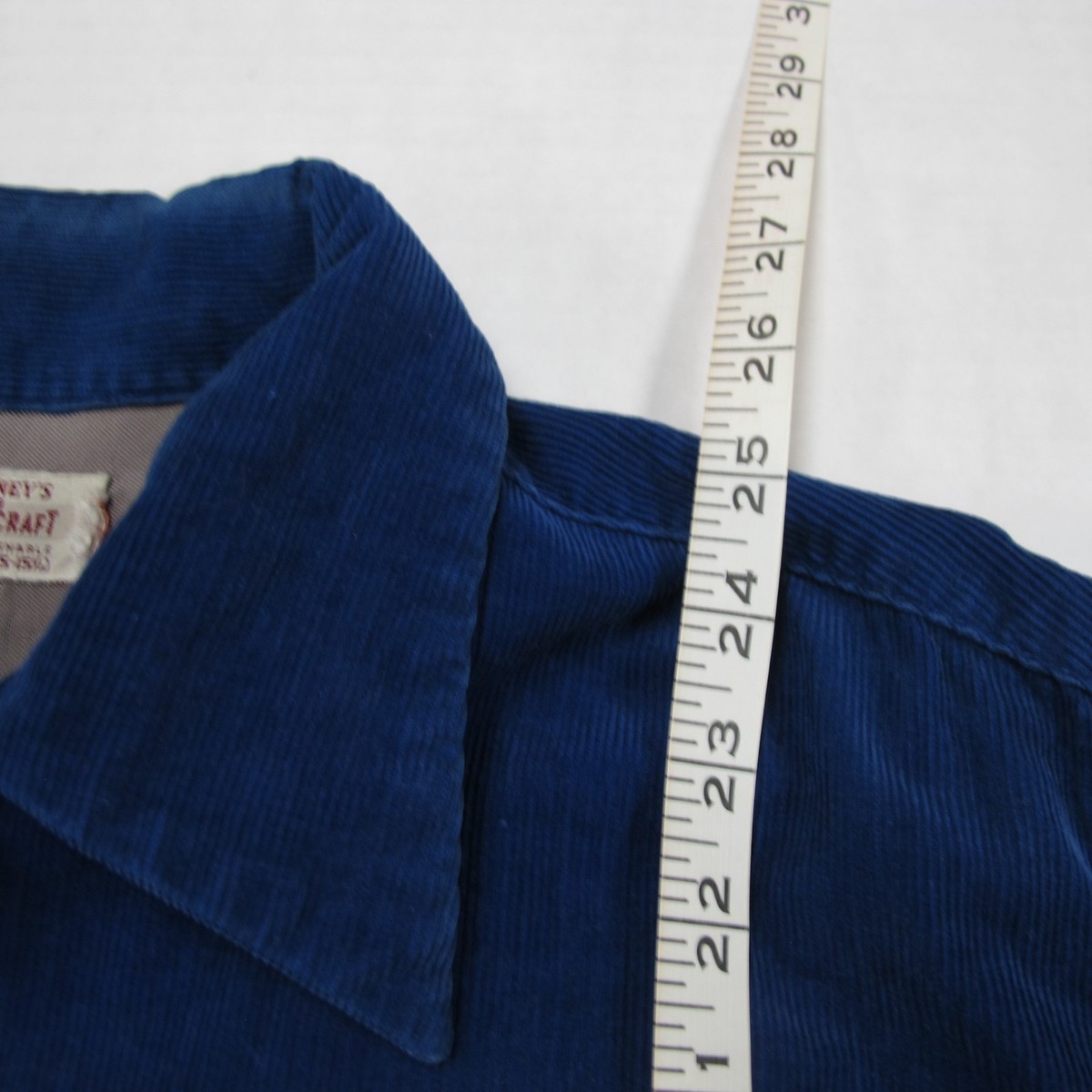 Vintage 50s Towncraft Corduroy Shirt Mens Medium Blue Loop Collar