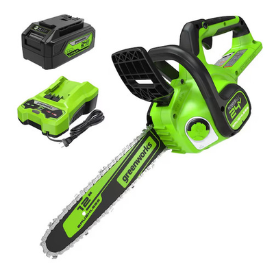 #ad Greenworks CS24L410 24 volt 12 in Battery 4 Ah Chainsaw Battery Charger Included $169.00