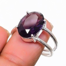 Purple Amethyst Gemstone Handmade 925 Sterling Silver Jewelry Ring Size 7 US