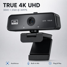 4K Webcam 30FPS Autofocus USB Web Camera with Noise Canceling Mic for PC Laptop