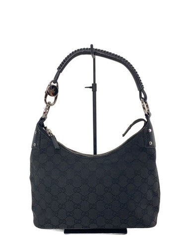 GUCCI Black Allover Pattern Handbag B-Condition Made in Italy