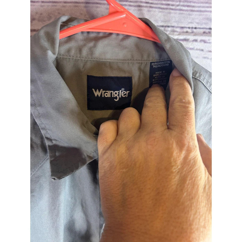Camisa Wrangler Western Manga Larga Perla Bolsillos Frontales a Presión Gris 2XL Foto 2 de 4