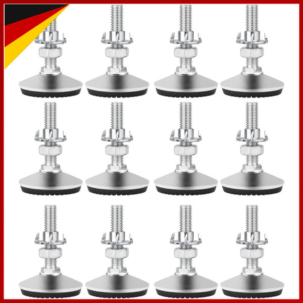 NivellierfüßE FüR MöBel 12 StüCk Verstellbar M8 X 50 Mm Mit Gummibasis-image